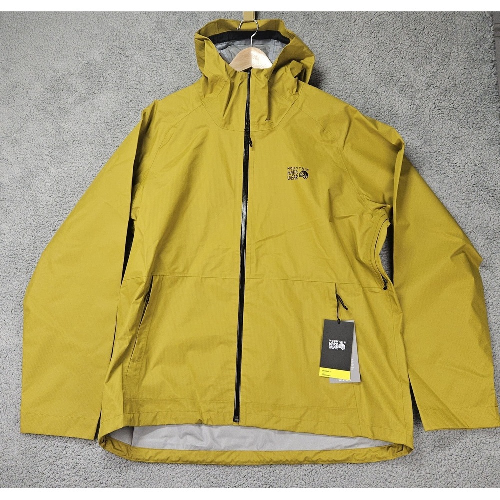 Mountain Hardwear Threshold Rain Jacket Men's XXL Desert Yellow Dry Q Core NWT - Picture 3 of 15
